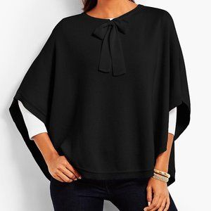 Talbots Black Satin Bow Cotton Cute Poncho S